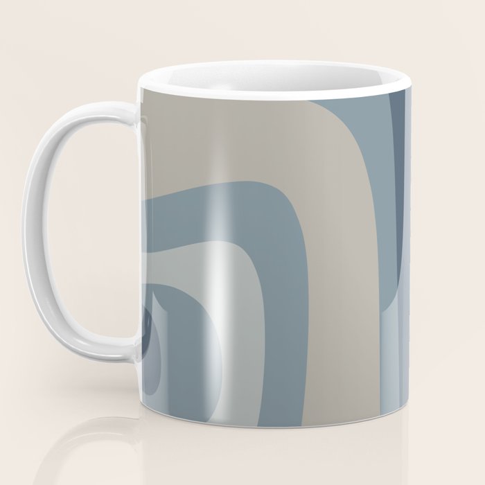 Minimal Mid-Century Modern Tiki Abstract Pattern in Neutral Blue Gray Tones Coffee Mug Gallery Image 3