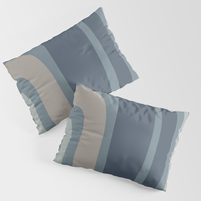 Minimal Mid-Century Modern Tiki Abstract Pattern in Neutral Blue Gray Tones Pillow Sham Gallery Image 1