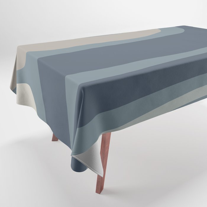 Minimal Mid-Century Modern Tiki Abstract Pattern in Neutral Blue Gray Tones Tablecloth Gallery Image 1