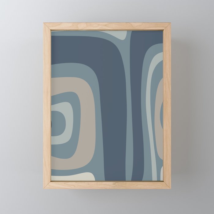 Minimal Mid-Century Modern Tiki Abstract Pattern in Neutral Blue Gray Tones Mini Art Print Gallery Image 1
