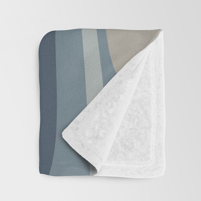 Minimal Mid-Century Modern Tiki Abstract Pattern in Neutral Blue Gray Tones Throw Blanket Gallery Image 3