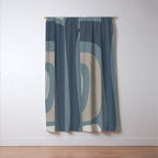 Minimal Mid-Century Modern Tiki Abstract Pattern in Neutral Blue Gray Tones Window Curtain Gallery Image 3