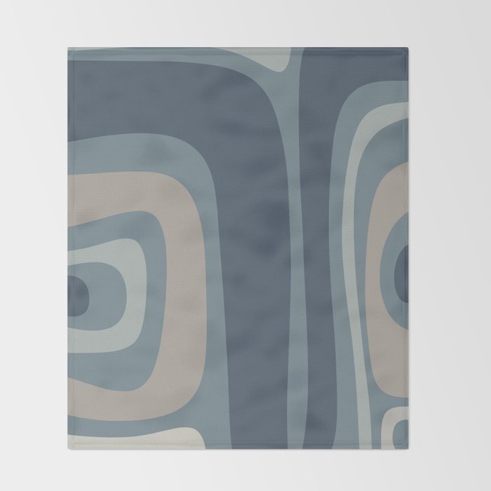 Minimal Mid-Century Modern Tiki Abstract Pattern in Neutral Blue Gray Tones Throw Blanket Gallery Image 2