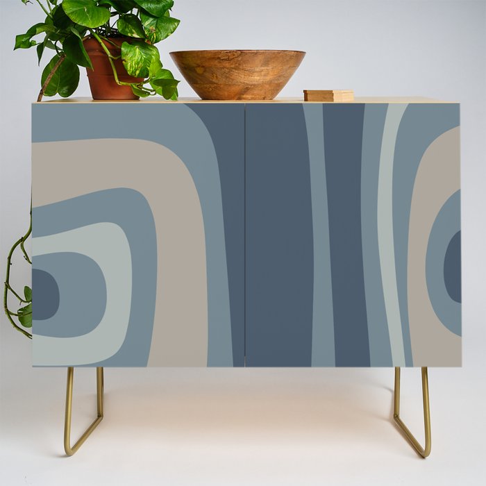 Minimal Mid-Century Modern Tiki Abstract Pattern in Neutral Blue Gray Tones Credenza Gallery Image 1