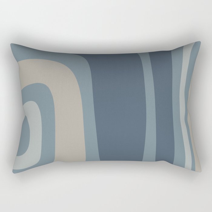 Minimal Mid-Century Modern Tiki Abstract Pattern in Neutral Blue Gray Tones Rectangular Pillow Gallery Image 1