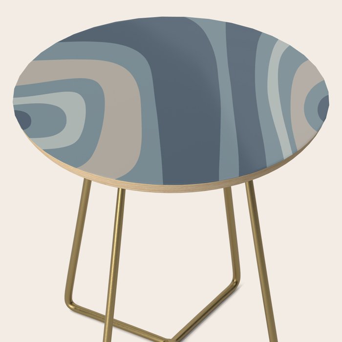 Minimal Mid-Century Modern Tiki Abstract Pattern in Neutral Blue Gray Tones Side Table Gallery Image 2