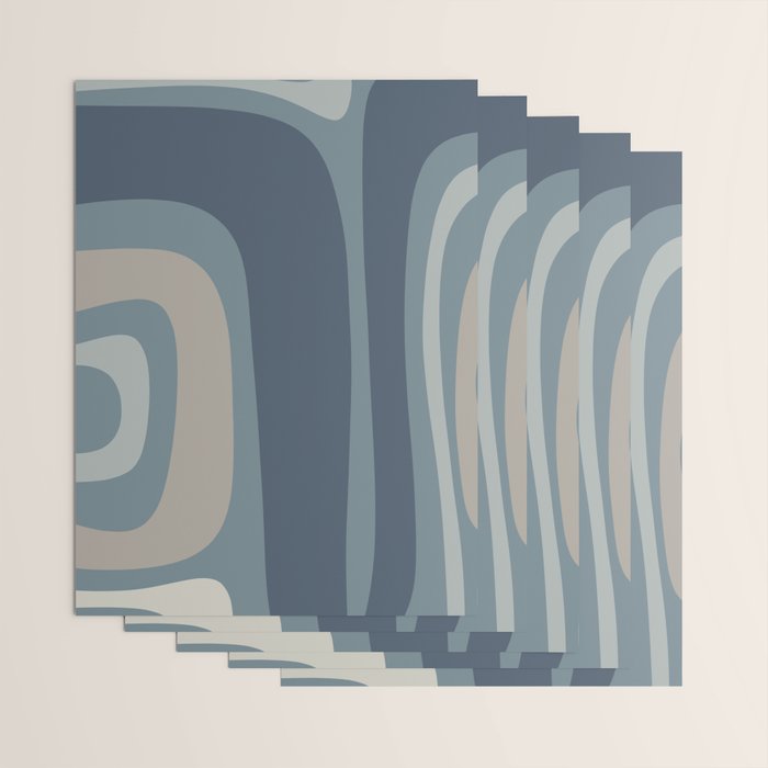 Minimal Mid-Century Modern Tiki Abstract Pattern in Neutral Blue Gray Tones Wrapping Paper Gallery Image 3