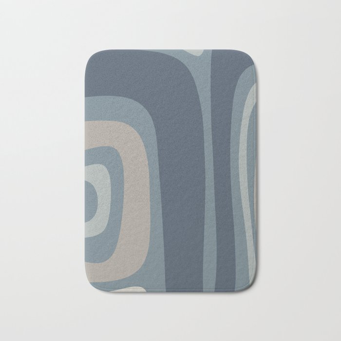 Minimal Mid-Century Modern Tiki Abstract Pattern in Neutral Blue Gray Tones Bath Mat Gallery Image 1