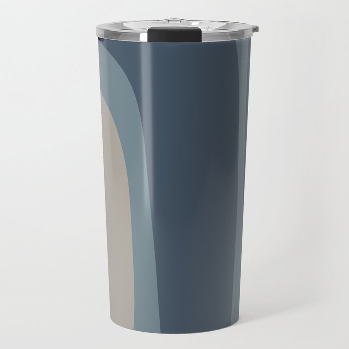 Minimal Mid-Century Modern Tiki Abstract Pattern in Neutral Blue Gray Tones Travel Mug Gallery Image 1