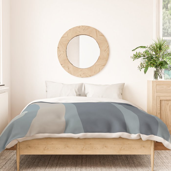 Minimal Mid-Century Modern Tiki Abstract Pattern in Neutral Blue Gray Tones Duvet Cover Gallery Image 3
