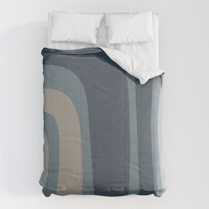 Minimal Mid-Century Modern Tiki Abstract Pattern in Neutral Blue Gray Tones Comforter Gallery Image 6