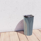 Minimal Mid-Century Modern Tiki Abstract Pattern in Neutral Blue Gray Tones Travel Mug Gallery Image 4