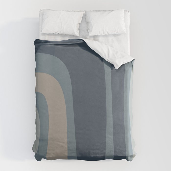 Minimal Mid-Century Modern Tiki Abstract Pattern in Neutral Blue Gray Tones Duvet Cover Gallery Image 1