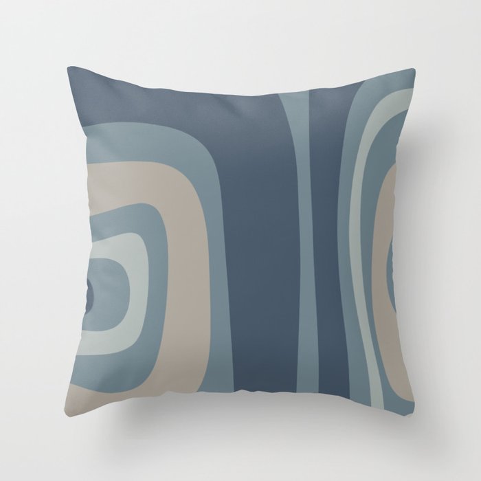 Minimal Mid-Century Modern Tiki Abstract Pattern in Neutral Blue Gray Tones Throw Pillow Gallery Image 6