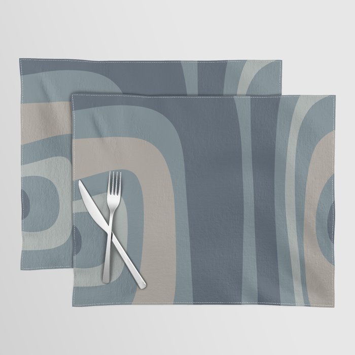 Minimal Mid-Century Modern Tiki Abstract Pattern in Neutral Blue Gray Tones Placemat Gallery Image 1