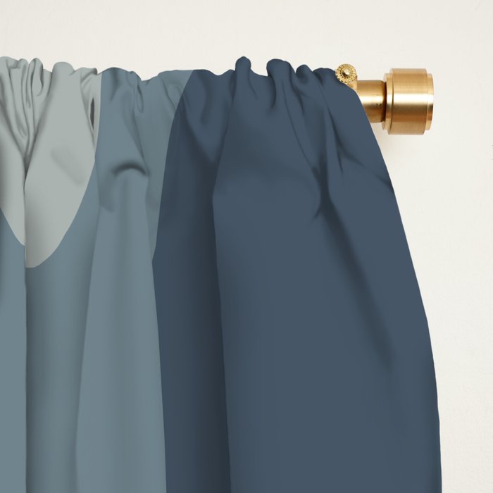 Minimal Mid-Century Modern Tiki Abstract Pattern in Neutral Blue Gray Tones Window Curtain Gallery Image 2