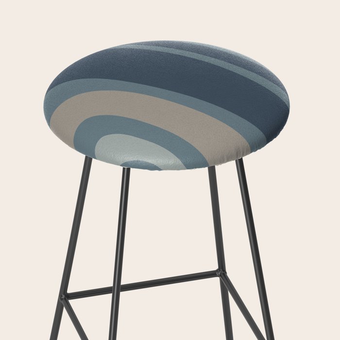 Minimal Mid-Century Modern Tiki Abstract Pattern in Neutral Blue Gray Tones Stool Gallery Image 2