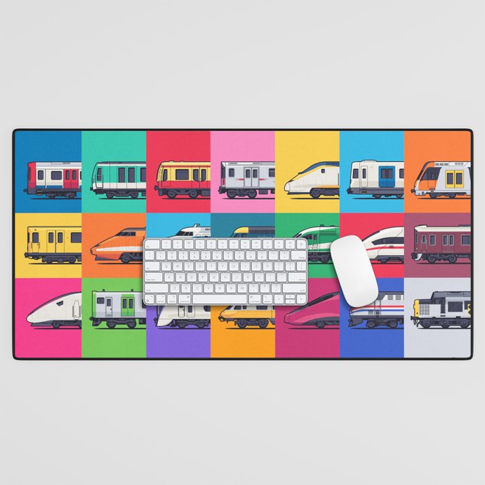 World Trains Grid Pattern Desk Mat Gallery Image 1