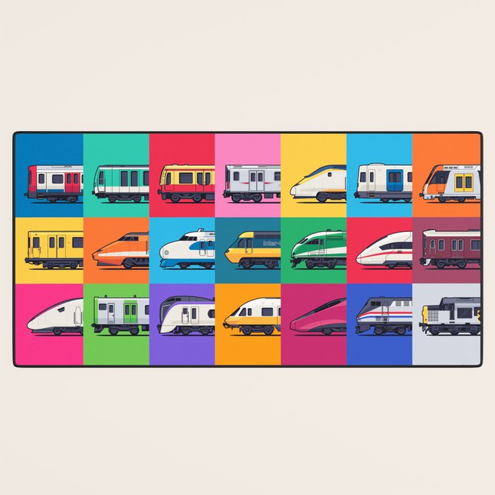 World Trains Grid Pattern Desk Mat Gallery Image 3