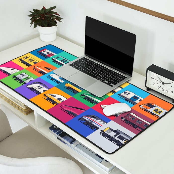 World Trains Grid Pattern Desk Mat Gallery Image 2