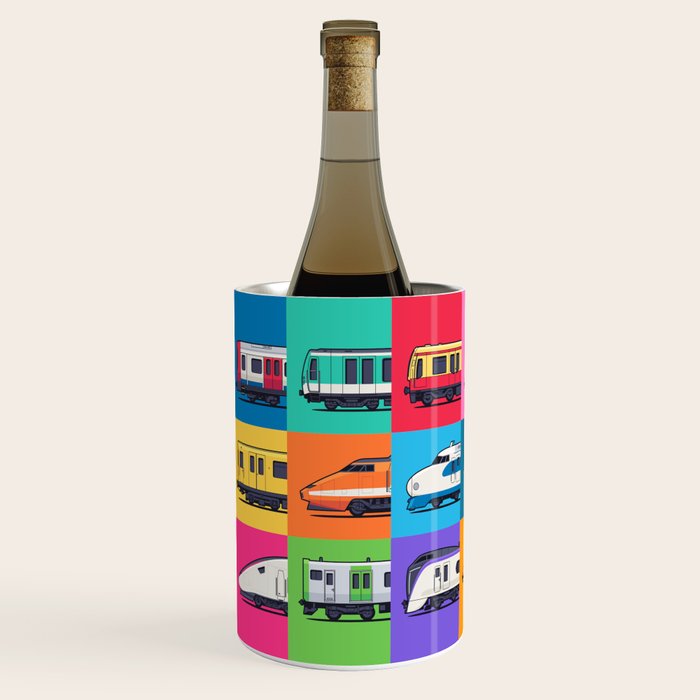 World Trains Grid Pattern Wine Chiller Gallery Image 2