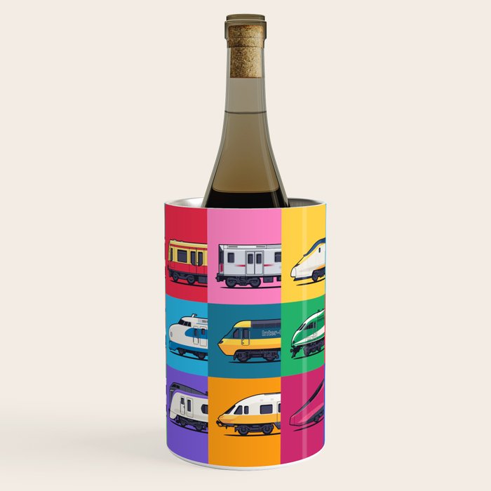 World Trains Grid Pattern Wine Chiller Gallery Image 1