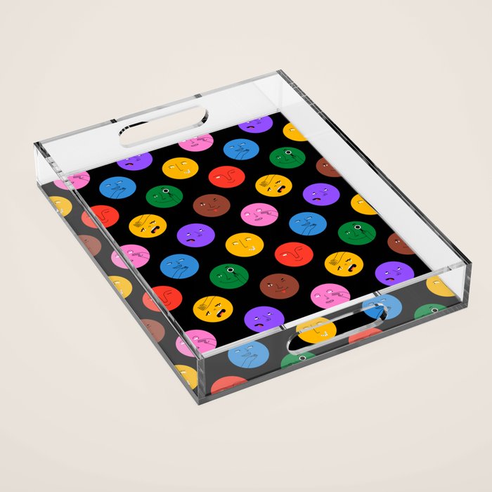 Funny colorful cartoon character face pattern Acrylic Tray Gallery Image 1