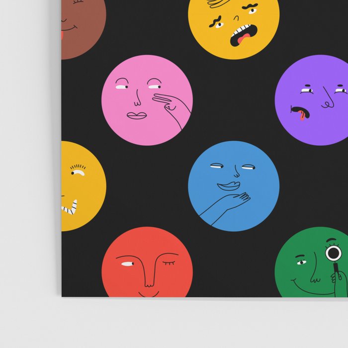 Funny colorful cartoon character face pattern Poster Gallery Image 3