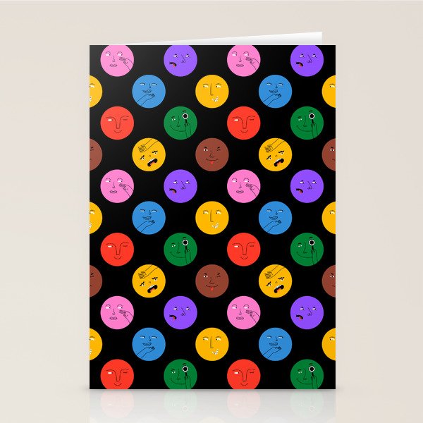 Funny colorful cartoon character face pattern Stationery Card Gallery Image 2