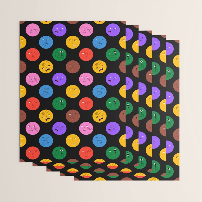 Funny colorful cartoon character face pattern Wrapping Paper Gallery Image 3