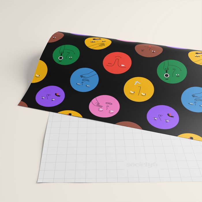 Funny colorful cartoon character face pattern Wrapping Paper Gallery Image 2