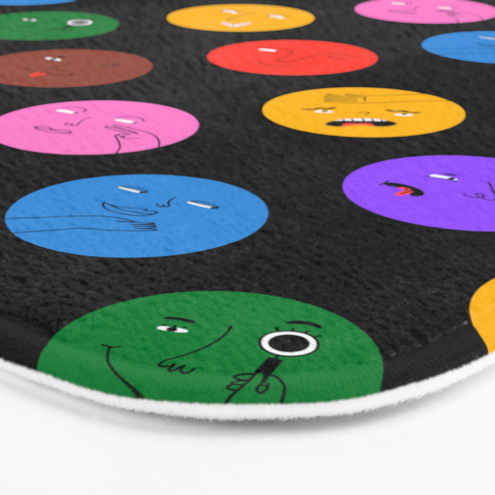 Funny colorful cartoon character face pattern Bath Mat Gallery Image 3