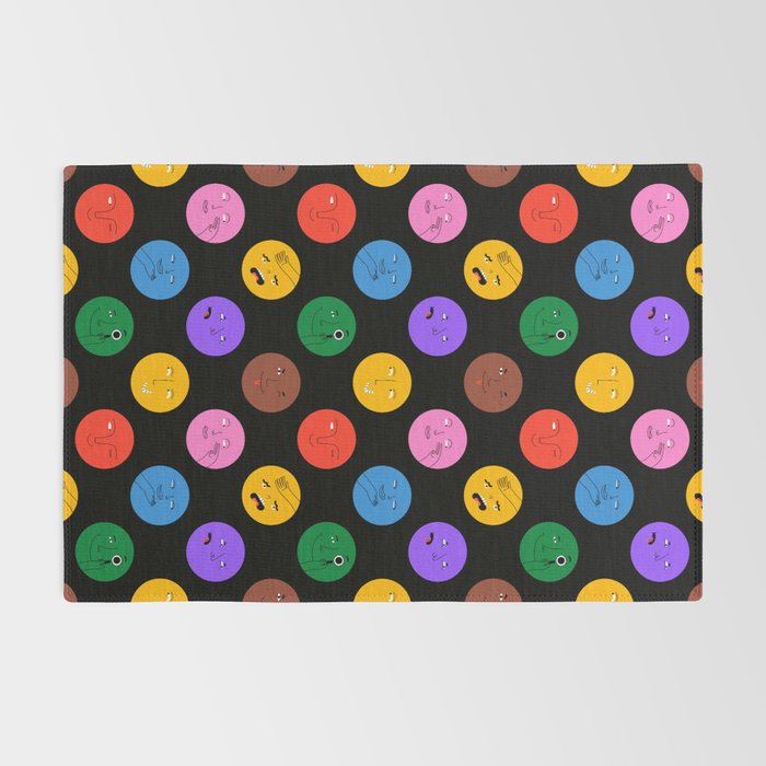 Funny colorful cartoon character face pattern Rug Gallery Image 2