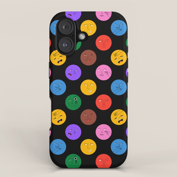 Funny colorful cartoon character face pattern iPhone Case Gallery Image 1