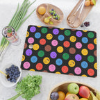 Funny colorful cartoon character face pattern Cutting Board Gallery Image 2