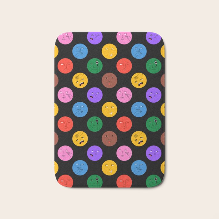 Funny colorful cartoon character face pattern Bath Mat Gallery Image 1
