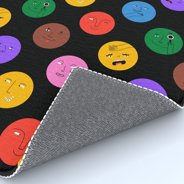Funny colorful cartoon character face pattern Rug Gallery Image 4