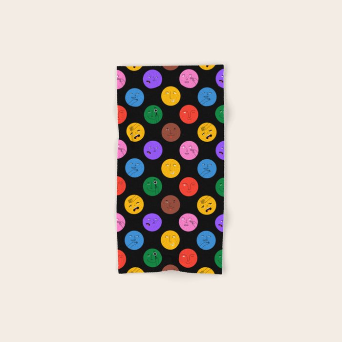 Funny colorful cartoon character face pattern Bath Towel Gallery Image 1