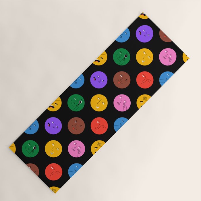 Funny colorful cartoon character face pattern Yoga Mat Gallery Image 1