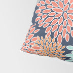 Floral Prints and Leaves, Coral, Navy Blue, Peach, Gray, Aqua Pillow Sham Gallery Image 4