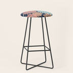 Floral Prints and Leaves, Coral, Navy Blue, Peach, Gray, Aqua Stool Gallery Image 1