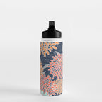 Floral Prints and Leaves, Coral, Navy Blue, Peach, Gray, Aqua Water Bottle Gallery Image 3
