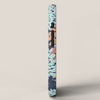 Floral Prints and Leaves, Coral, Navy Blue, Peach, Gray, Aqua iPhone Case Gallery Image 2