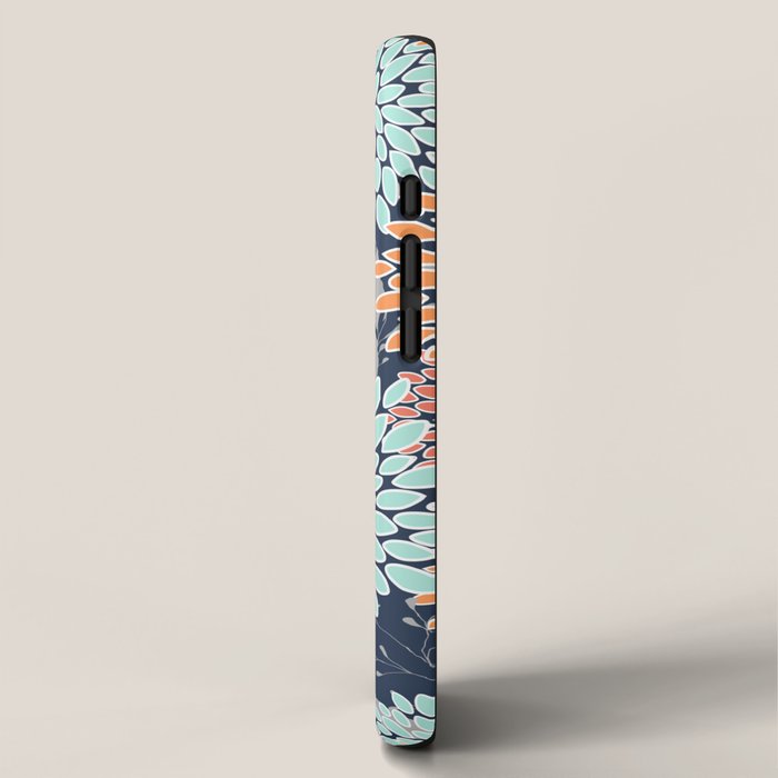 Floral Prints and Leaves, Coral, Navy Blue, Peach, Gray, Aqua iPhone Case Gallery Image 2