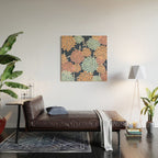 Floral Prints and Leaves, Coral, Navy Blue, Peach, Gray, Aqua Wood Wall Art Gallery Image 2