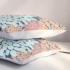Floral Prints and Leaves, Coral, Navy Blue, Peach, Gray, Aqua Pillow Sham Gallery Image 3
