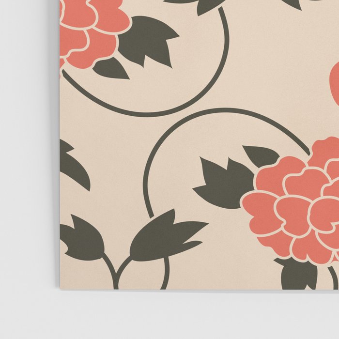 Chinese Tigers Retro Floral Pattern Poster Gallery Image 3