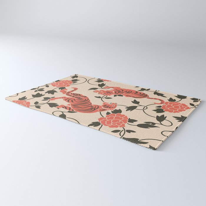 Chinese Tigers Retro Floral Pattern Rug Gallery Image 3