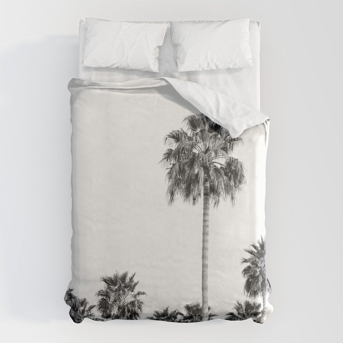 Los Angeles Palm Trees - Black and White Photography Duvet Cover Gallery Image 1