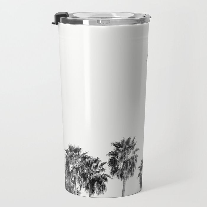 Los Angeles Palm Trees - Black and White Photography Travel Mug Gallery Image 3